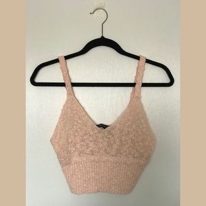 Pink knit cropped tank